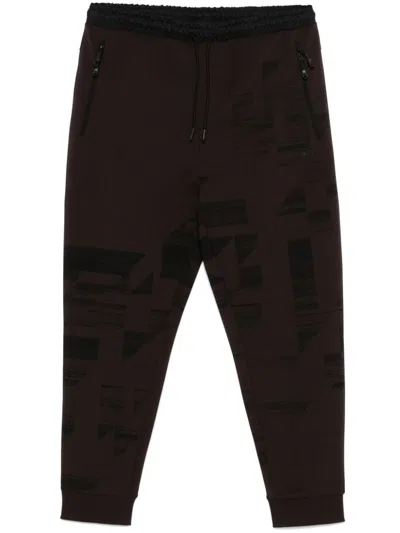 Hugo Boss Graphic-print Track Trousers In Brown