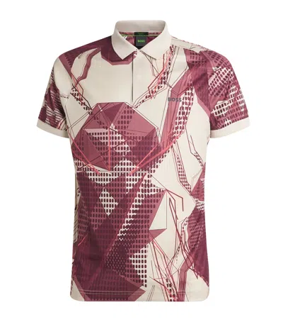 Hugo Boss Graphic Print Uv Protection Paddy Polo Shirt In Beige