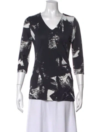 Pre-owned Hugo Boss Graphic Print V-neck Top In Multi