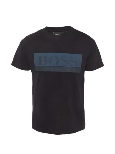 Pre-owned Hugo Boss Graphic-print Crew-neck T-shirt In Blue
