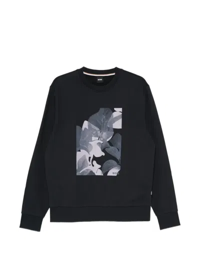 Hugo Boss Graphic-print Sweatshirt In Blue
