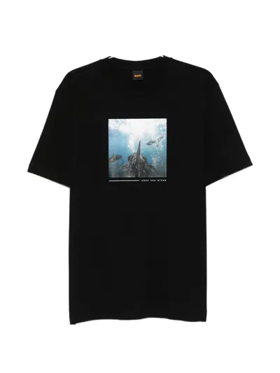Hugo Boss Graphic-print T-shirt In Black