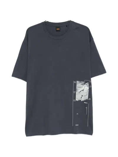 Hugo Boss Graphic-print T-shirt In Blue