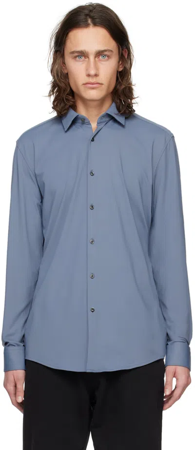 Hugo Boss Gray Buttoned Shirt In 462-open Blue