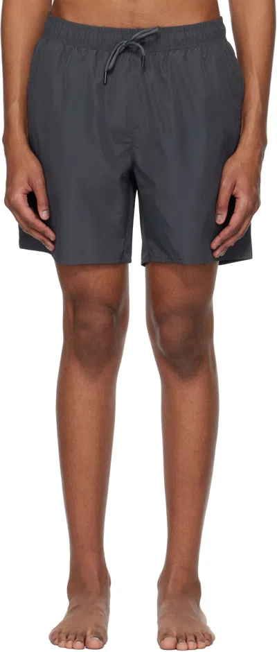 Hugo Boss Gray Cargo-pocket Swim Shorts In 011-charcoal