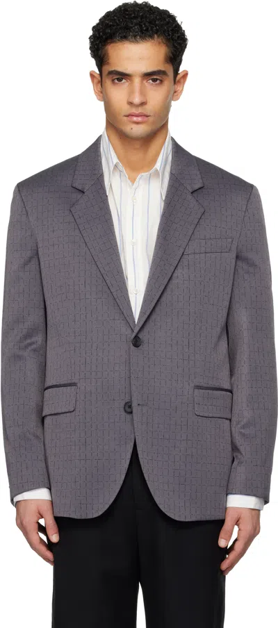 Hugo Boss Gray Checked Modern-fit Blazer