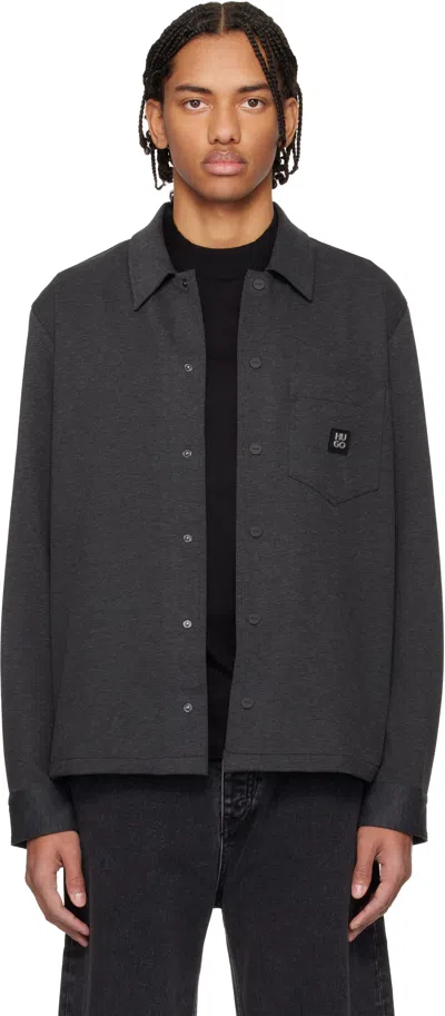 Hugo Boss Gray Cotton Blend Oversized-fit Shirt