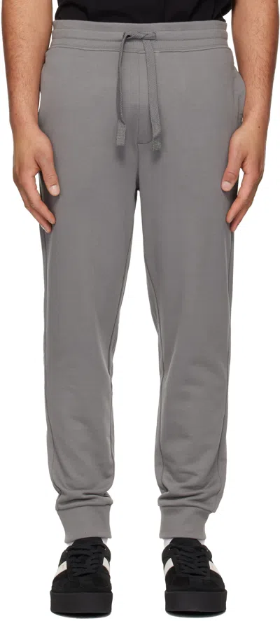 Hugo Boss Gray Cuffed Cotton Terry Logo-print Sweatpants