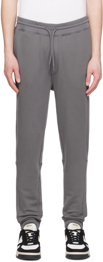 Hugo Boss Gray Drawstring Sweatpants In 029-dark Grey