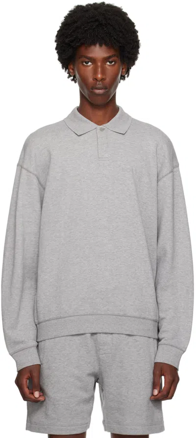 Hugo Boss Gray Flocked Logo Polo In Medium Grey 033