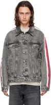 Hugo Boss Gray Grosgrain Denim Jacket In 031-medium Grey