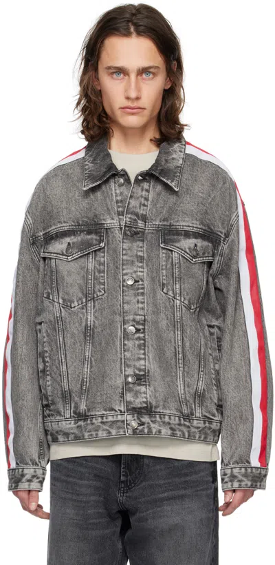 Hugo Boss Gray Grosgrain Denim Jacket In 031-medium Grey
