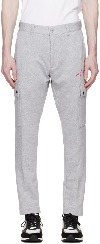 Hugo Boss Gray Handwritten Trousers In Open Grey 081