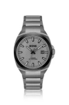 HUGO BOSS GRAY LINK-BRACELET WATCH WITH TONAL GUILLOCH DIAL MEN'S WATCHES