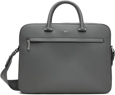 Hugo Boss Gray Logo-embossed Document Briefcase