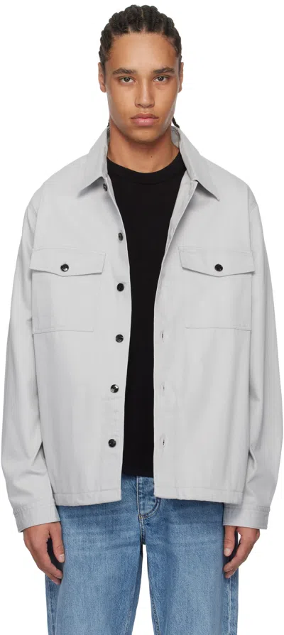 HUGO BOSS GRAY OVERSIZE-FIT OVERSHIRT