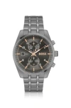 HUGO BOSS GRAY-PLATED CHRONOGRAPH WATCH WITH GOLD-TONE DETAILS MEN'S WATCHES