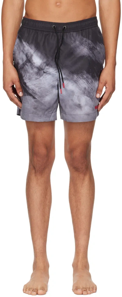 Hugo Boss Gray Printed Swim Shorts In Open Pink 693
