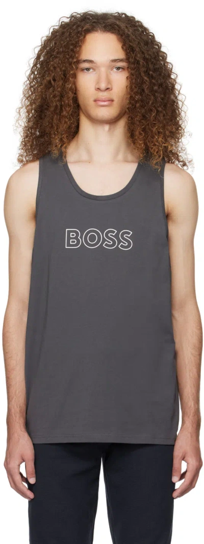 Hugo Boss Gray Printed Tank Top In Medium Grey 032