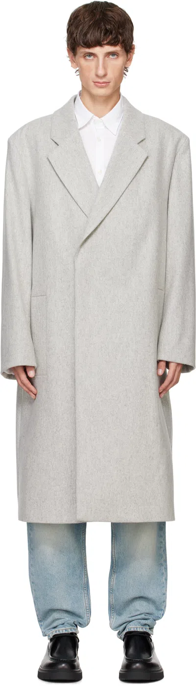 Hugo Boss Gray Relaxed-fit Coat In 102-natural