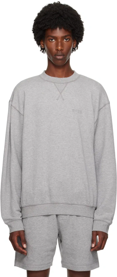 Hugo Boss Gray Relaxed-fit Sweatshirt In Medium Grey 033