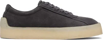 Hugo Boss Gray Rubber Outsole Suede Sneakers In Black