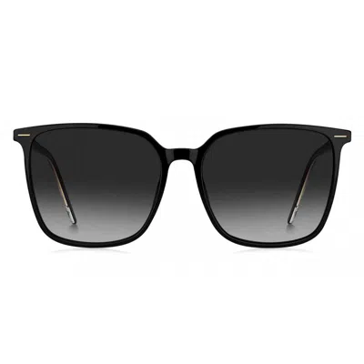 Hugo Boss Gray Shaded Square Ladies Sunglasses Boss 1523/s 0807/9o 57 In Black