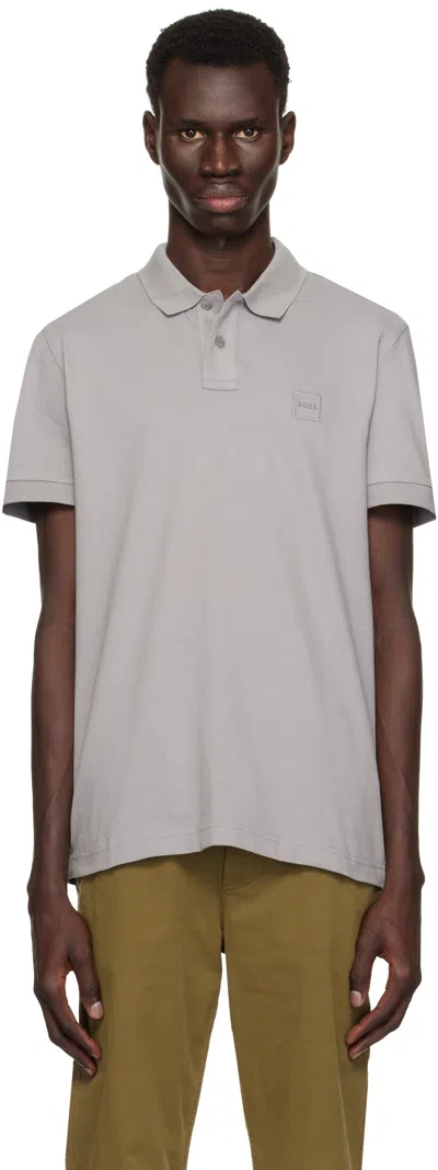 Hugo Boss Gray Slim-fit Polo In 063-open Grey
