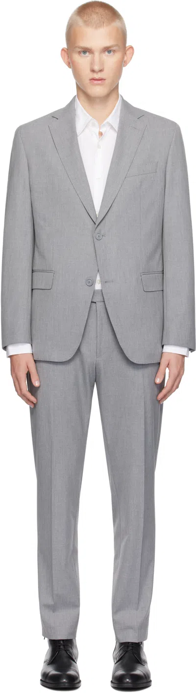 Hugo Boss Gray Slim-fit Suit In 041-silver