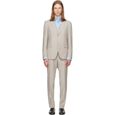 Hugo Boss Gray Three-piece Slim-fit Suit In Neutral