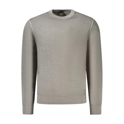 Hugo Boss Gray Wool Mens Sweater In Green