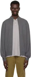 Hugo Boss Gray Zip-up Embroidered Logo Sweater In 030-medium Grey