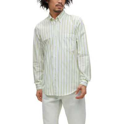 Hugo Boss Green Cotton Shirt In Yellow
