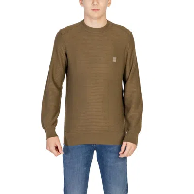 Hugo Boss Green Cotton Sweater In Brown