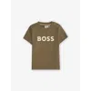 Hugo Boss Green Crewneck Logo-print Cotton T-shirt 6 Months - 3 Year In Green