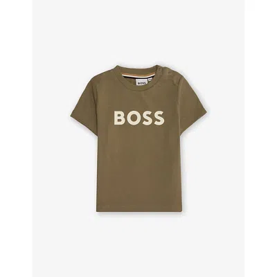 Hugo Boss Babies' Green Crewneck Logo-print Cotton T-shirt 6 Months - 3 Year
