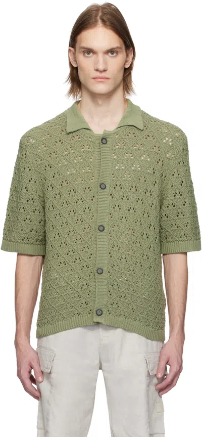 Hugo Boss Green Knitted Cotton Polo In 391-open Green