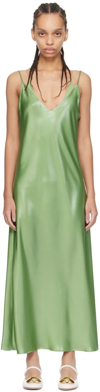 Hugo Boss Evening Dress In Liquid-soft Fabric With Layered Neckline In Light Green