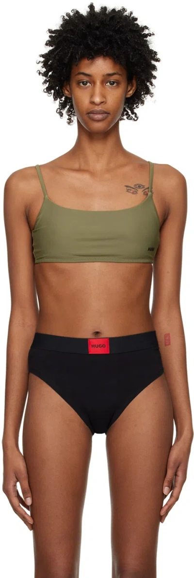 Hugo Boss Green Pure Bikini Top In 305 Dark Green