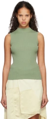 Hugo Boss Green Ribbed Tank Top In 351 Open Green