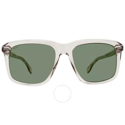 Hugo Boss Green Square Men's Sunglasses Boss 1420/s 010a/qt 55 In Beige / Green