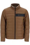 Shop Hugo Boss Green Striped Slim Down Jacket With High Collar