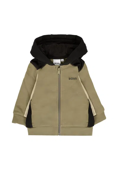 Hugo Boss Green Sweatshirt For Baby Boy With Logo In Black