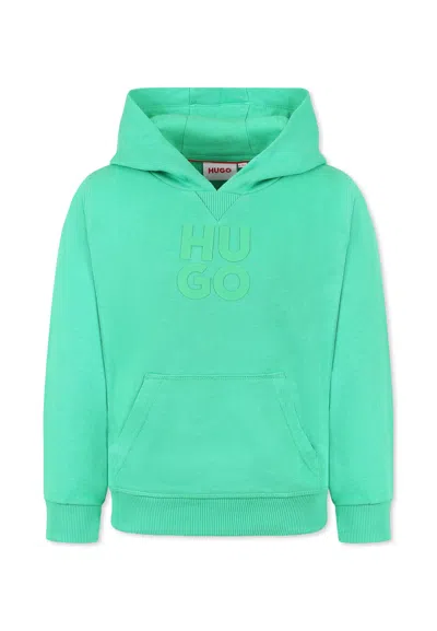 Hugo Boss Kids' Green Sweatshirt For Boy With Logo