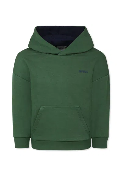 Hugo Boss Kids' Green Sweatshirt For Boy With Logo