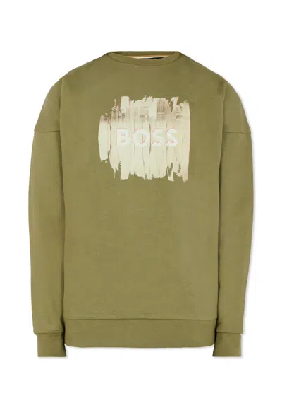 Hugo Boss Kids' Green Sweatshirt For Boy With Logo