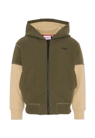 Hugo Boss Kids' Green Sweatshirt For Boy With Logo