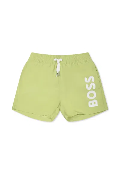 Hugo Boss Green Swim Shorts For Baby Boy With Logo