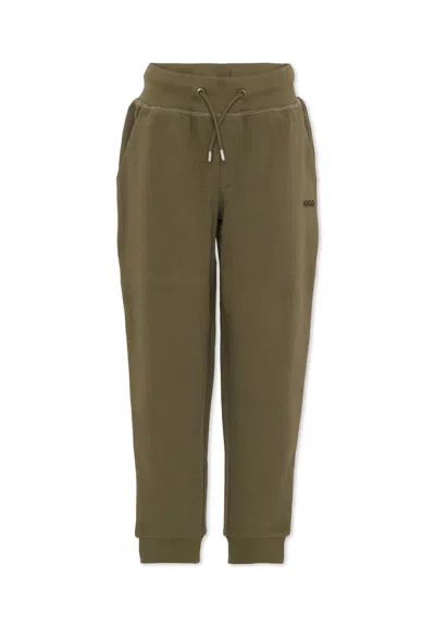 Hugo Boss Kids' Green Trousers For Boy With Logo
