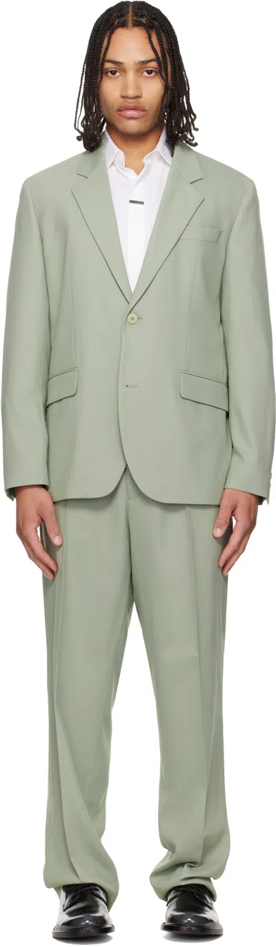 Hugo Boss Green Two-piece Modern-fit Stretch Twill Suit In Gray